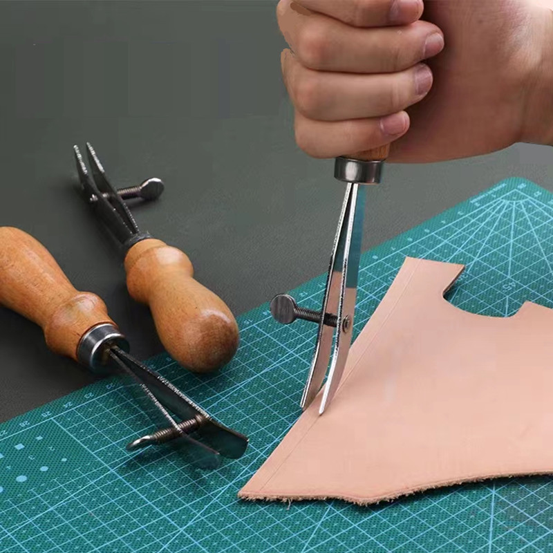Groover Stitching Tool - Creaser de borde de cuero ajustable,